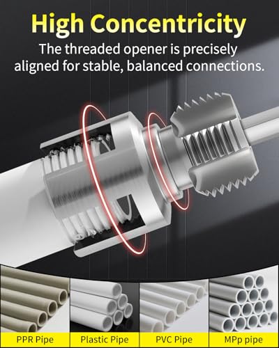 Image of Internal & External Pipe Threading Tool, PVC Pipe Threader, Pipe Threading Tool, 1 /2'' 3 /4'' Dies Electric Drill Compatible for Home Repair (2PCS) (3 /4(DN20))
