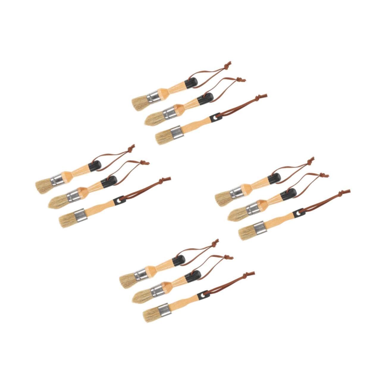 Tofficu Juego De Pincel De Cera Interior Casa Redondo Oscuro Pintar Mate Cepillo De Pintura del Hogar Pincel Ergonómico Cepillo De Acuarela De Madera 3 Piezas X 4