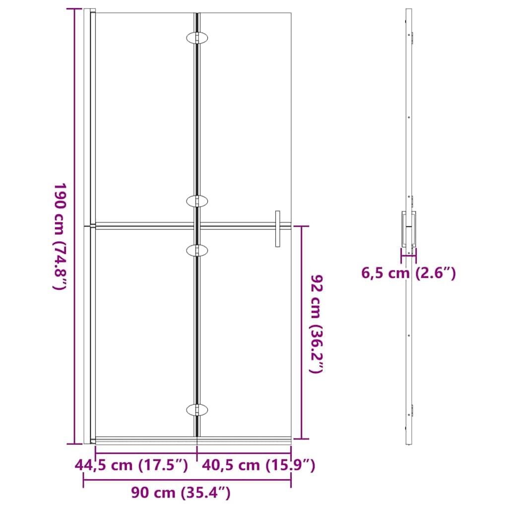 vidaXL Ściana prysznicowa Walk-In złoty 90 x 6.5 x 190 cm
