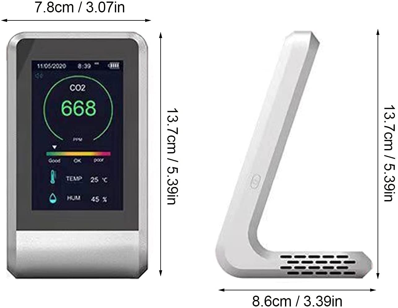 Amazon.co.jp: 大気質モニター、3-in-1 コンボ CO2 水分計 汚染計