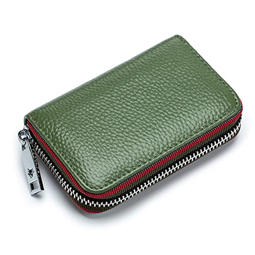 RFID Credit Card Holder For Women Men Small Zipper Leather Card Wallet (Fruit Green)3