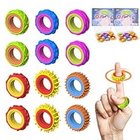 12 Stück Fidget Ring Toys Set für Kinder & Erwachsene, Silikon Anti Stress Ring, Fidget Spinner für ADHS Hilfsmittel, Sensorik Akupressurring Autismus Spielzeug, Massageringe für Finger