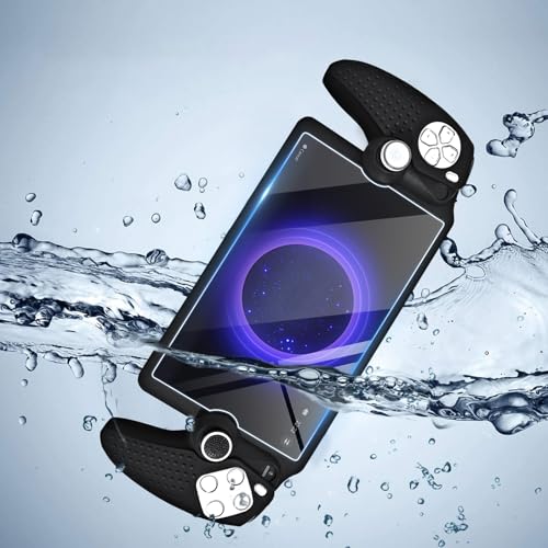 Image of EasEasy Compatible for PlayStation Portal Case, Soft Silicone Protective Cover with 9H Tempered Glass Screen Protector for PS5 Portal Anti-Scratch Skin Case with 4 Cute Thumb Grip Caps-Black