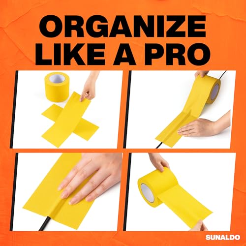 Image of Gaffers Tape Heavy Duty, Easy to Rip, Residue-Free Professional Grade Floor Tape for Electrical Cords, Matte Finish Non Reflective, Weather Resistant (1, Yellow, 4 inch x 30 Yards)