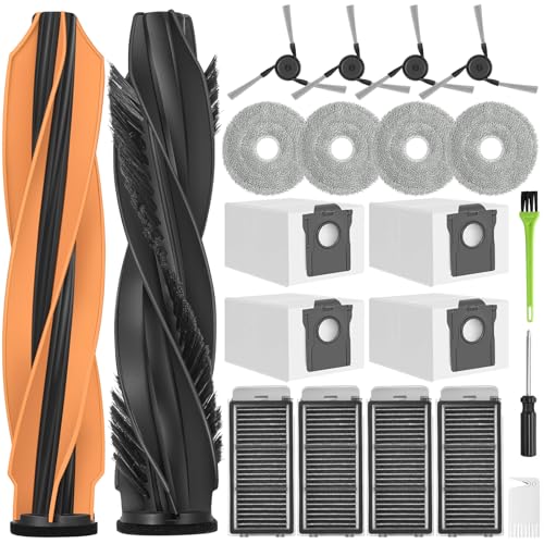 DrRobor Ersatzteile Zubehörset für Dreame L40s Pro Ultra/L50s | L50 Pro Ultra/X50 Ultra Complete/X50 Master Staubsauger 2 Hauptbürsten 4 Seitenbürsten 4 Staubbeutel 4 Wischpads 4 HEPA-Filter