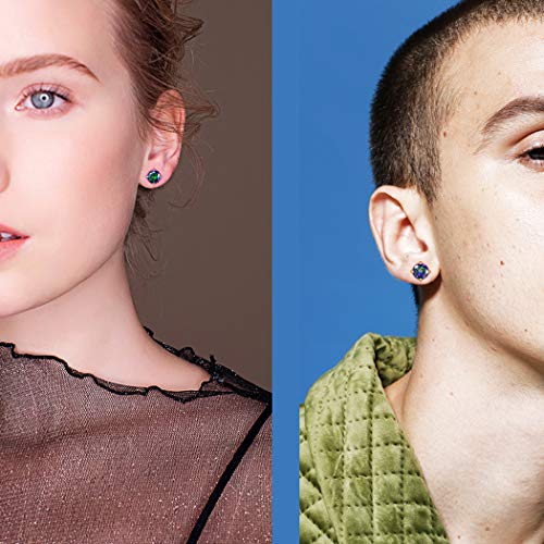 Jewmon Rainbow Mystic Green Topaz Stud Earrings for Women Men 925 Sterling Silver Cuibc Zirconia Jewish Star of David Earrings Hypoallergenic Jewish Protection Jewelry Christmas Day Gifts for Mom Wife3