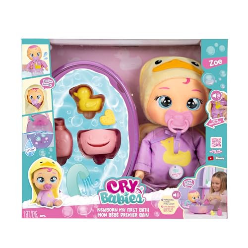 Cry Babies Newborn Mi Primer Baño Zoe Muñeca Interactiva miniatura 2