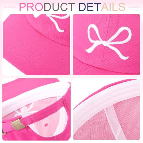 Image of Hercicy 4 Pack Bow Tie Baseball Cap for Women and Men Multicolor Trucker Hat Bulk Y2k Adjust Hat with Coquette Visor for Gift