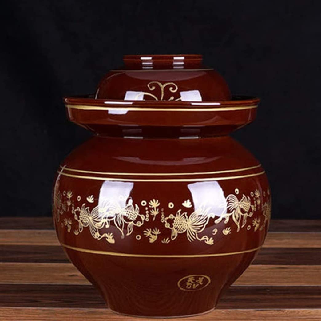 Barattolo per sottaceti Barattolo per sottaceti Tradizionale Barattolo per sottaceti Barattolo in Ceramica con Coperchio Pesce Rosso Grande Kit Tradizionale Pen