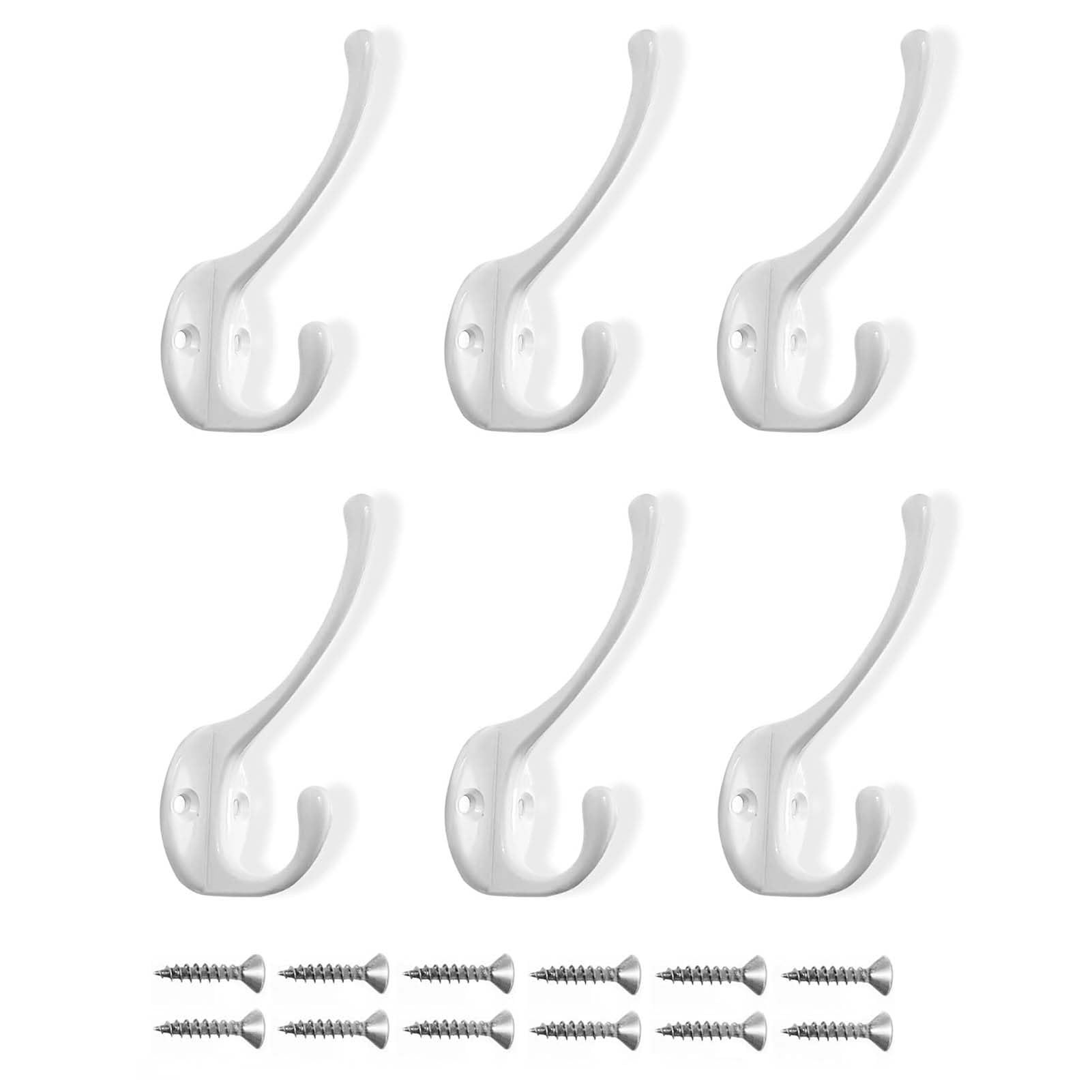 Yesmin White 6 Pcs Vintage Coat Hook,Wall Mounted Heavy-Duty Wall Hook,Used For Hanging Jackets,Hats,Towels,Keys,Etc