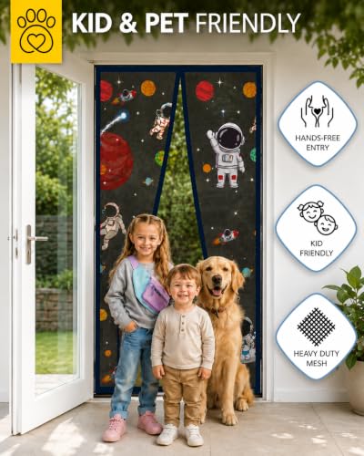 Image of SHOPPOFOBIX Mosquito Net for Doors with Magnet - Strap Magnetic Door Screen, 100 x 210 cm, Full Frame Auto-Closing Insect Curtain with Self-Adhesive Hook Tape for All Door Types