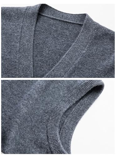 Dcvmvmn Men's Winter Cashmere Vest V-Neck Sleeveless Sweater Cardigan Lightweight Knitted V-Neck Sweater Vest3