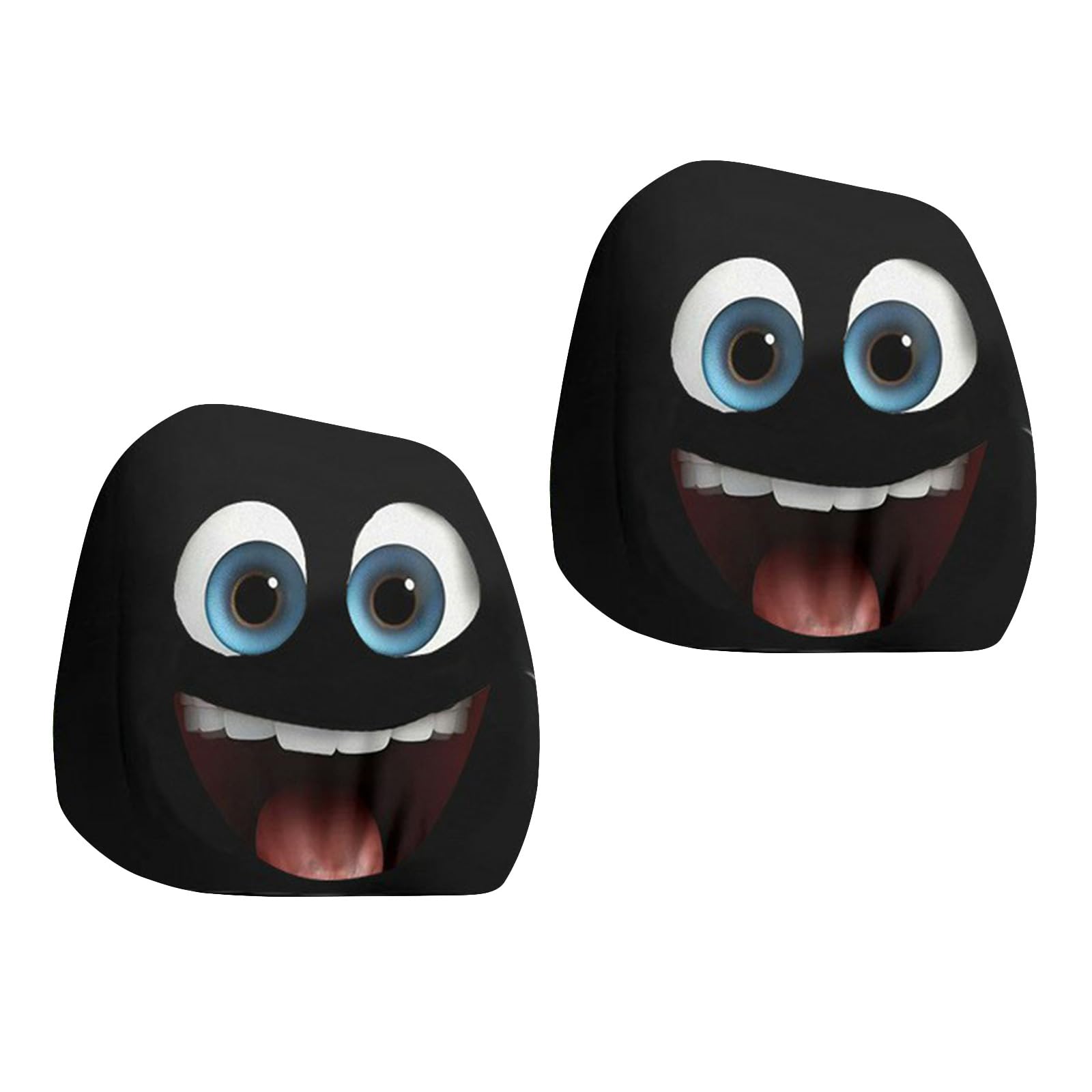 HDOYTXXM 2 Car Headrest Covers Cartoon Face Flexible Stretch for Most Vehicles Washable Tear Resistant Seat Pillow Protectors Cartoon Headrest Cover for