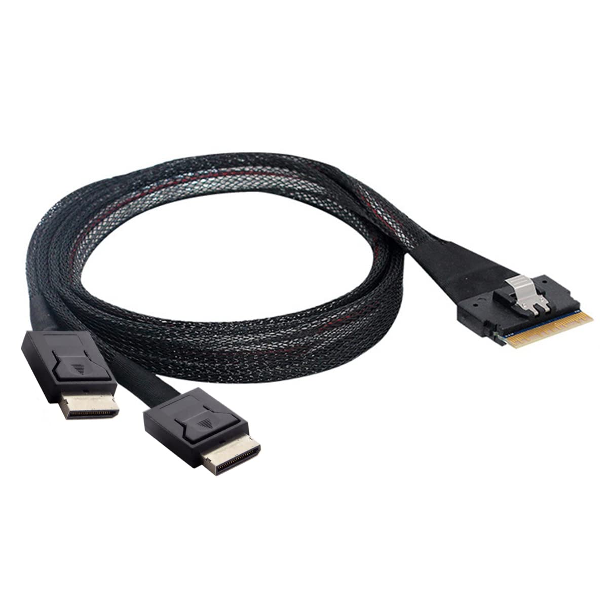 cablecc PCI-E Ultraport Slimline SAS Slim 4.0 SFF-8654 8i 74pin to Dual Oculink SFF-8611 Cable 50cm PCI-Express