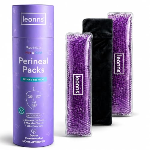 Image of Leonns® Reusable Perineal Ice Packs for Postpartum Recovery - 3 Gel Packs & Washable Sleeves – Hot & Cold Relief for Perineal Pain, Hemorrhoids & C-Section