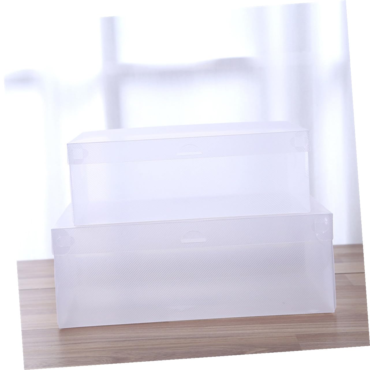 LABRIMP Cajas Zapatos Transparentes Apilables de Plástico Blanco Tapas, Organizador para Guardar Zapatos a Prueba de Polvo, 6 Piezas de 33x20x12cm para Oficina y Tienda