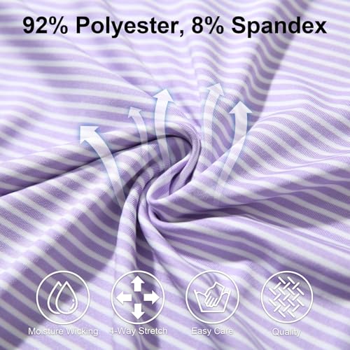 Image of Mens Golf Shirt Moisture Wicking Dry Fit Performance Sport Short Sleeve Striped Golf Polo Shirts for Men