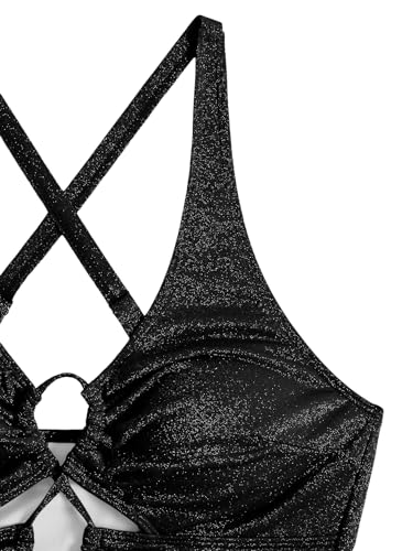 Image of SOLY HUX Women's Plus Size Bikini Set Sexy Swimsuit Lace Up Tummy Control 2 Piece Bathing Suit