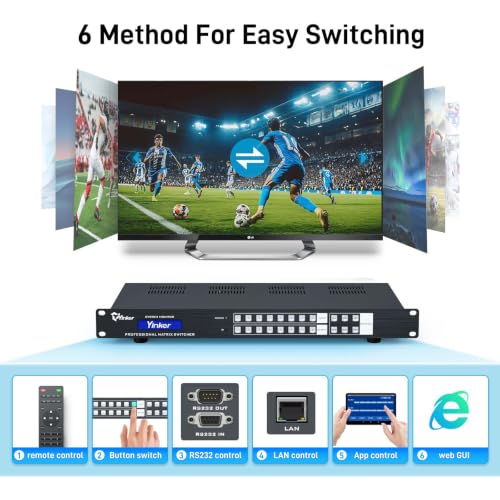 Image of 8K HDMI Matrix 8x8 w /Web GUI, HDMI 2.1 Matrix Switcher Splitter 8K@60Hz 4K@120Hz, 1U Rackmount Video Matrix with Smart EDID, Audio Embed & De-Embed, APP Control