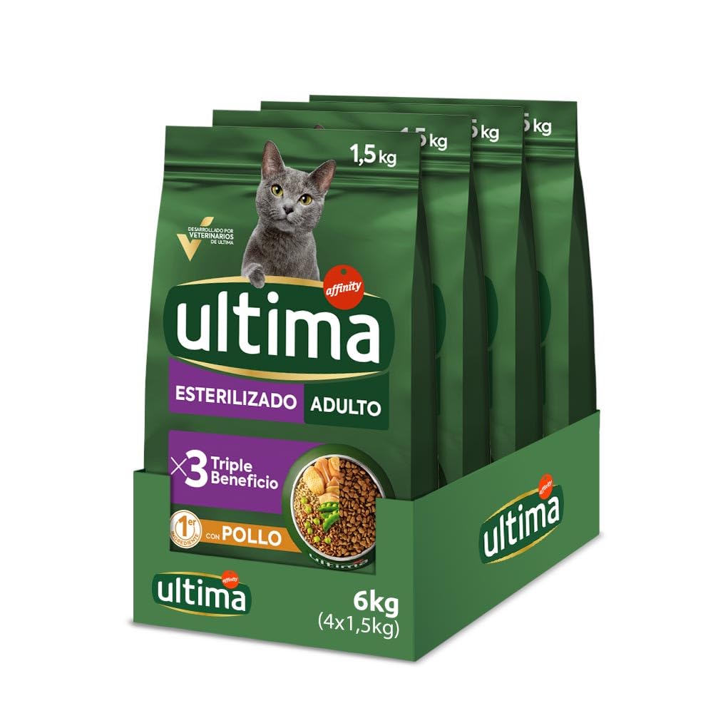 Comida Seca para Gatos Ultima: Pack 4 x 1.5kg Pollo