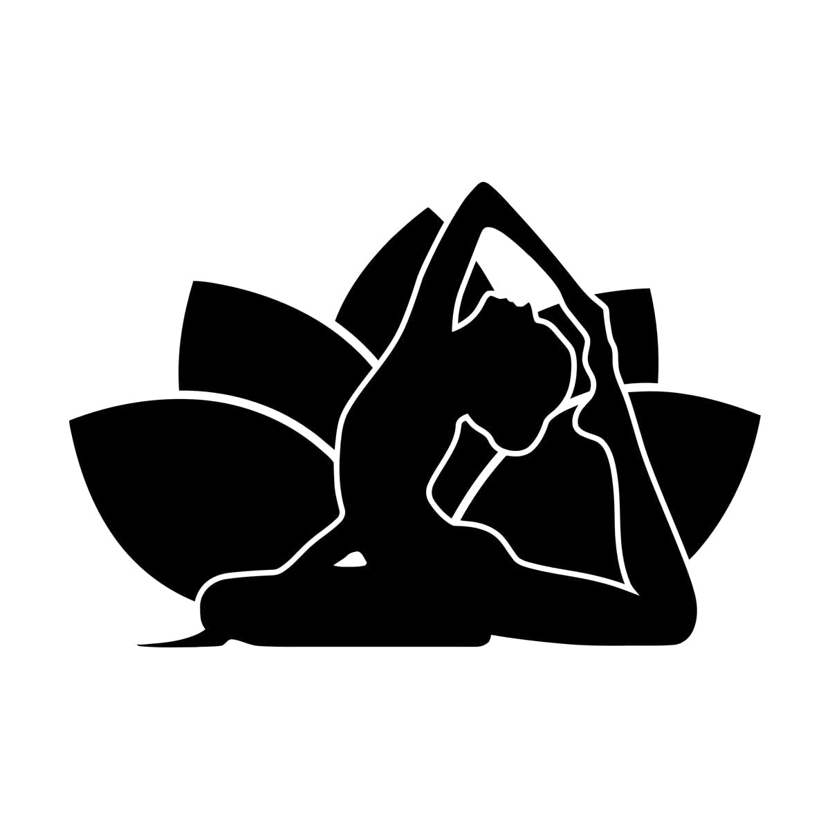 Lettering Stickers Lotus Pose Health Meditation Yoga Girl Flower Zen 32x48.4cm Easy Installation Small Black โ image 1
