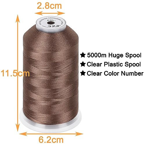 Image of New brothread - Single Huge Spool 5000M Each Polyester Embroidery Machine Thread 40WT for Commercial and Domestic Machines - Light Brown