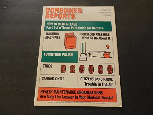 Consumer Reports Oct 1974 HMOs; Tires; Canned Chili; Washing Machines