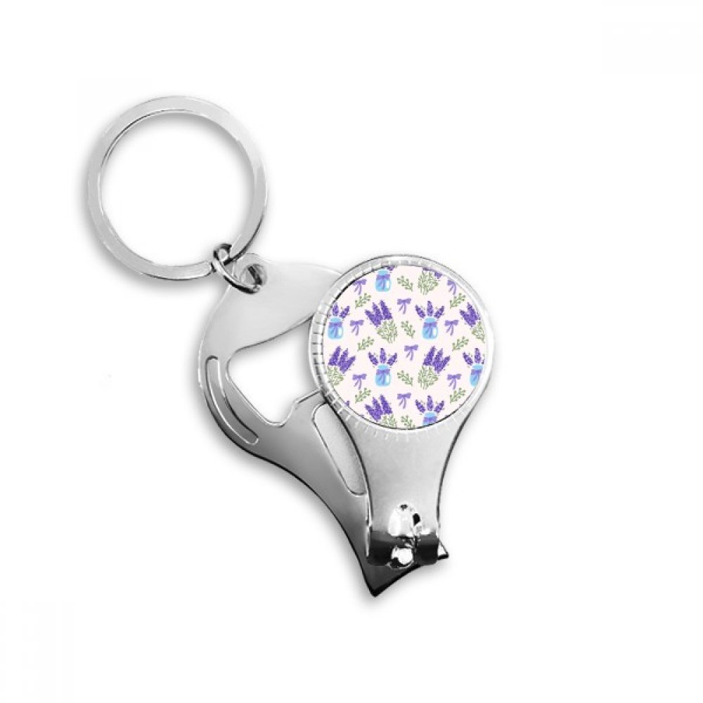 Décapsuleur coupe-ongles fleur de lavande avec anneau porte-clés pratique