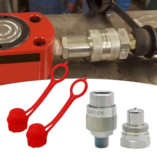 Image of Taper Face Coupling 3 /8' NPT with 2 Dust Caps C-604 10,000 PSI High Pressure High Flow Connect and Disconnect Hydraulic Quick Connect Couplings