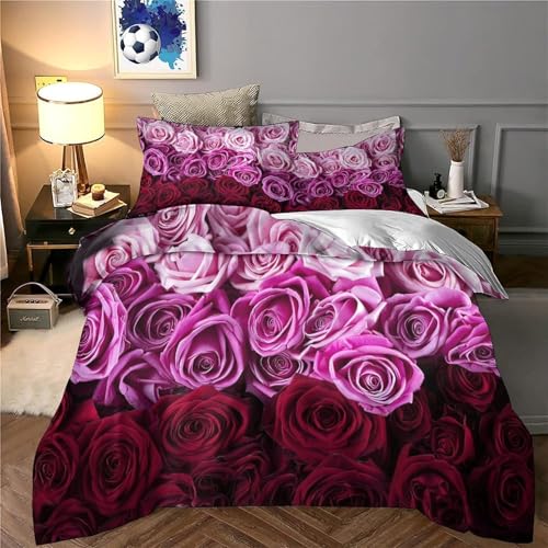 Parure de lit rose 3D pour une chambre d'ado douce et moderne avec housse King