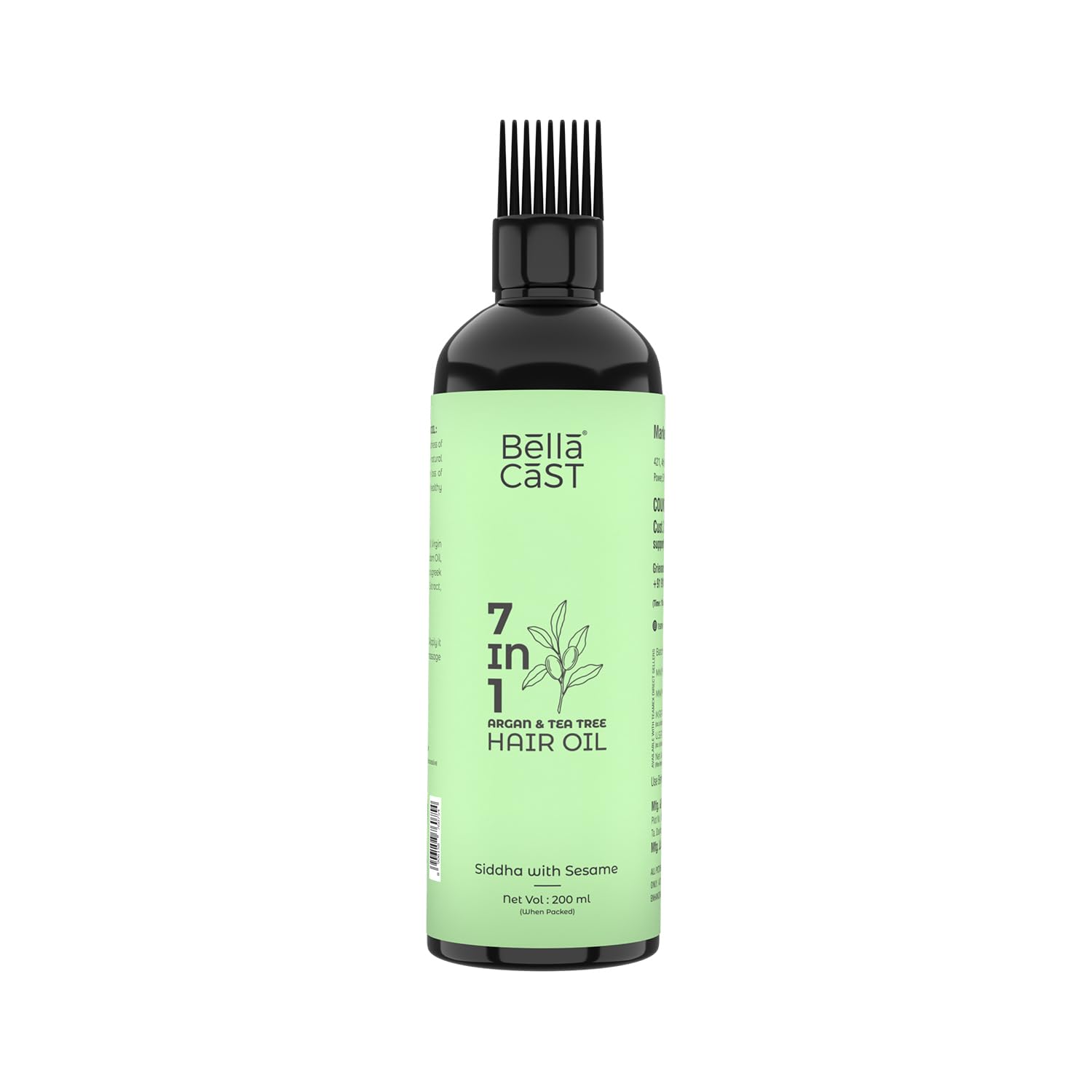 BellaCast 7in1 hair oil | Argan Oil | Tea Tree Oil | Coconut Oil | Virgin Olive Oil | Amla Powder, Henna Powder, All Hair Type of Men & Women (200 ml)-image-4