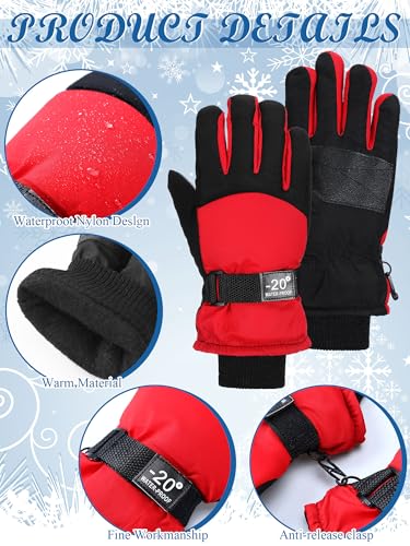 Image of Geyoga Kids Waterproof Winter Snow Ski Gloves for Boy Girl Outdoor Warm Thickening Snowboard Gloves