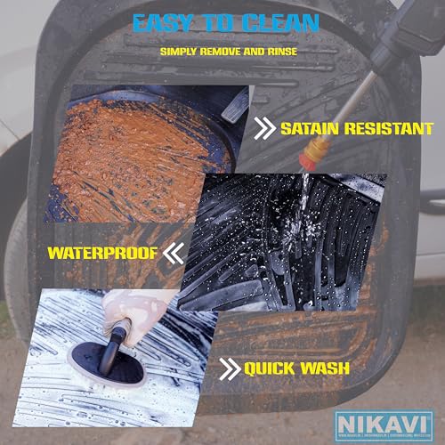 Image of NIKAVI Universal Car Floor Mats 5 Pcs Set, Premium TPE Tray Style Car Mats, Waterproof, Anti-Slip, All Weather Protection, Flexible Durable Easy to Clean Car Foot Mats, Black
