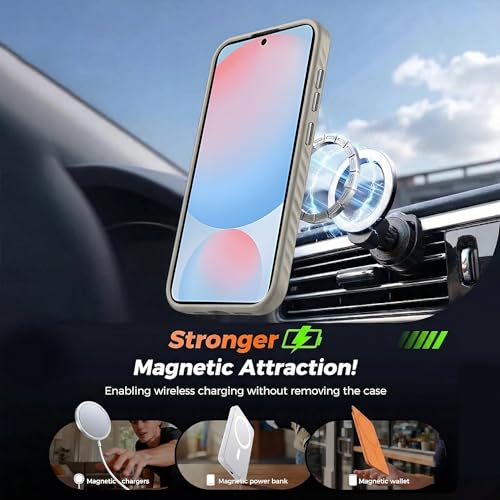 Image of KARWAN Slim Shockproof Back Case Cover Compatible with Samsung Galaxy S24,Dual Layer Armor Protection with Matt Finish, Heavy Duty Cover with Magnetic MagEase Wireless Charging (Grey)