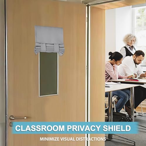 Image of RYB HOME Classroom Door Window Cover, Blackout Shades for Classroom Windows and Doors Cover Lockdown Shades, Room Darkening Design Blocks Views, W 12 x L 30, 1 Panel, Sliver Grey