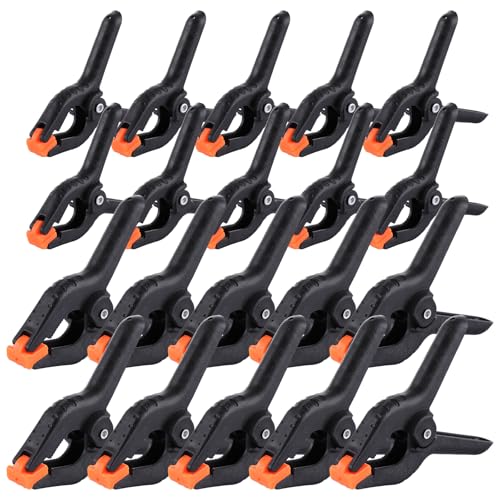 ASelected 20 Pcs Spring Clamps Nylon Spring Clamp Plastic Heavy Duty Grip Clips Set 10Pcs 2 Inch Clamps 10Pcs 3 Inch Clamps