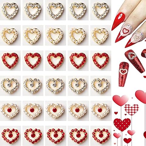 RUNRAYAY 30Pcs Colorful Love Nail Rhinestones Charms Cover