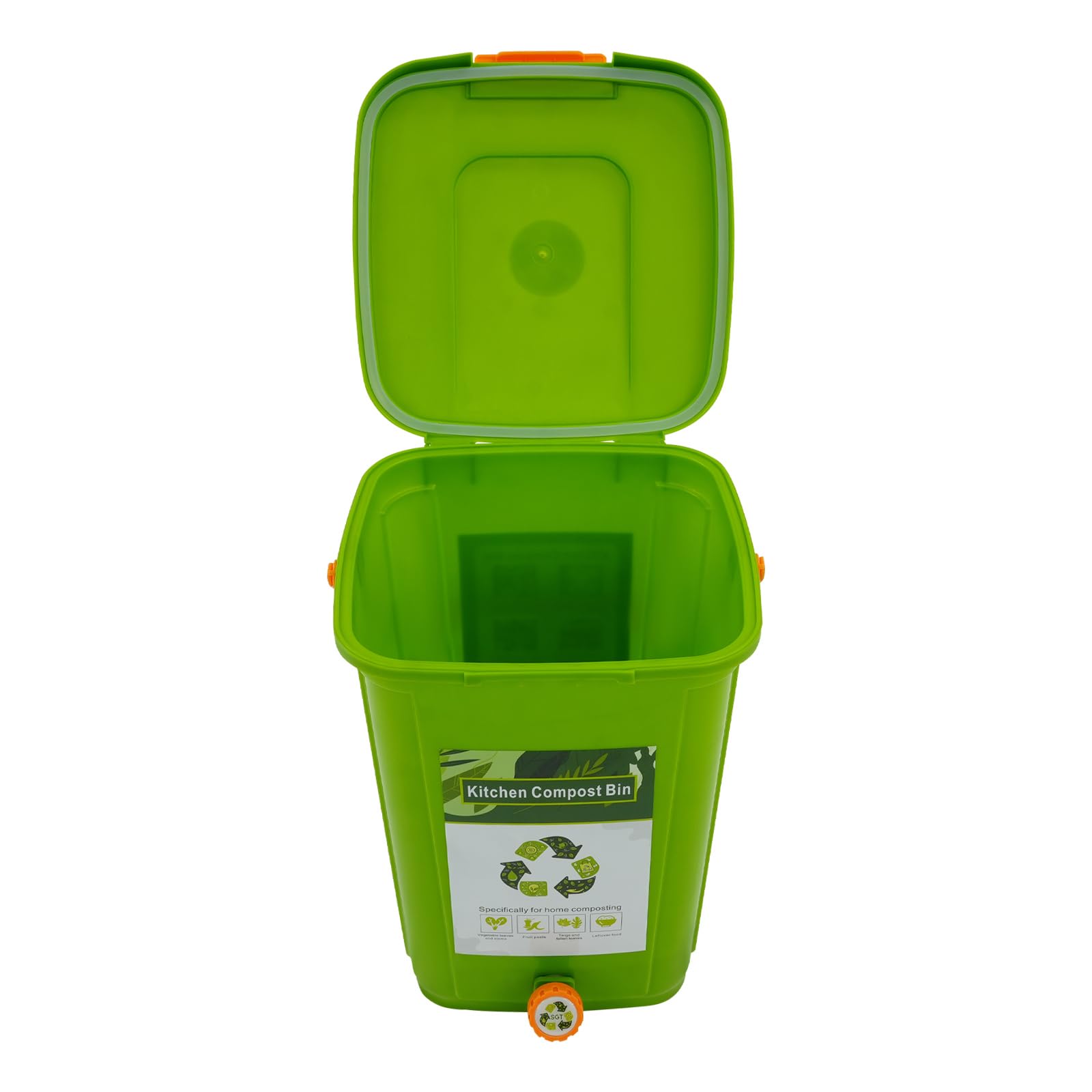 Kosz na odpady organiczne do kuchni, 20 l, kosz na kompost z pokrywką i sitkiem, bezzapachowy, do domu i zrównoważonego rozwoju, zielony