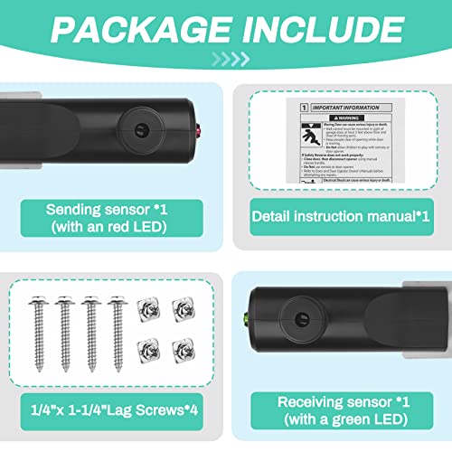 Image of for Genie Garage Door Sensor, Replacement for Genie /Overhead Garage Door Sensor, Compatible with Genie /Overhead Garage Door Opener Made After 1993, Item Includes Two Sensors (Receiving&Sending)