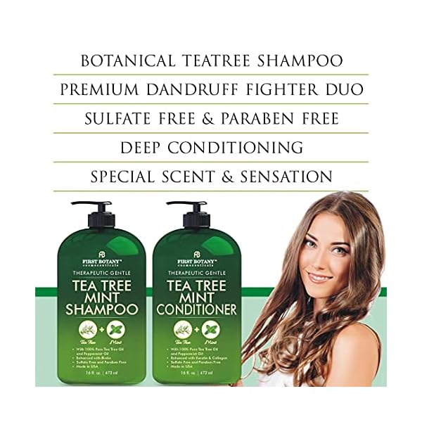 Tea-Tree-Mint-Shampoo-and-Conditioner-contains-Pure-Tea-Tree-Oil-Peppermint-Oil-Fights-Hair-Loss-Promotes-Hair-Growth-Fights-Dandruff-Lice-Itchy-Scalp-Men-Women-Sulfate-Free-16-oz-x-2 Tea Tree Mint Shampoo and Conditioner - contains Pure Tea Tree & Peppermint Oil - Promotes Hair Growth, Fights Hair Loss & Dandruff, Lice & Itchy Scalp - Men & Women Sulfate Free -16 oz x 2