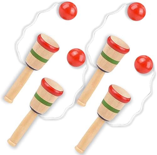 ArtCreativity - Juego de 4 bolas de madera para niños, diseño de madera, juegos para interiores y exteriores para patio trasero, parque y playa, la