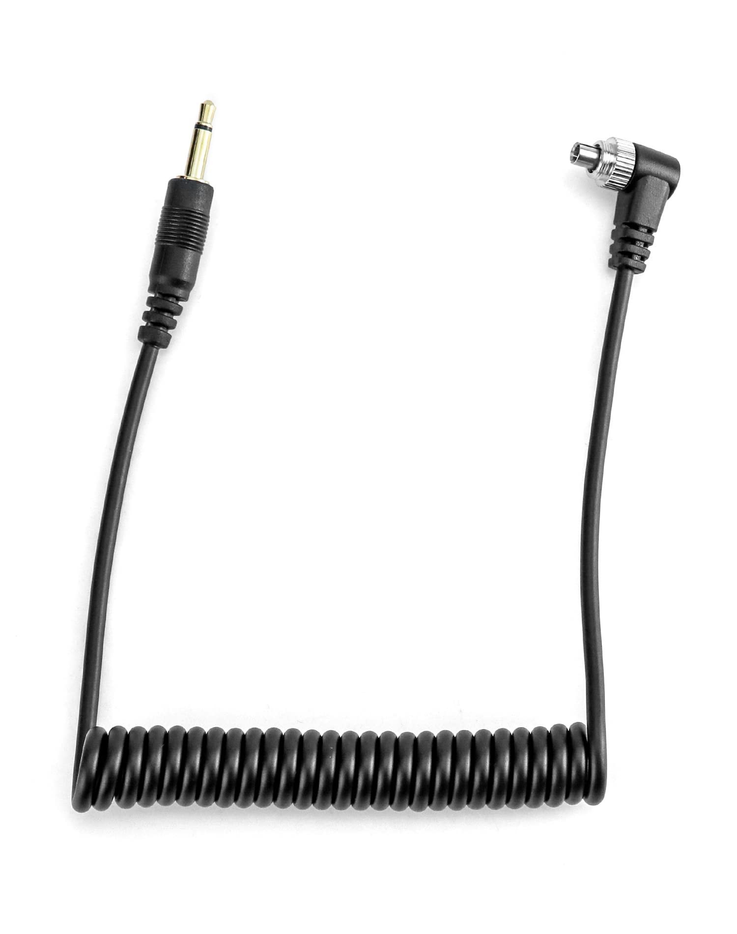 QWORK® Kabel do synchronizacji Flash PC 3.5mm Jack 30cm-105cm Kabel spiralny, kompatybilny z Nikon Canon