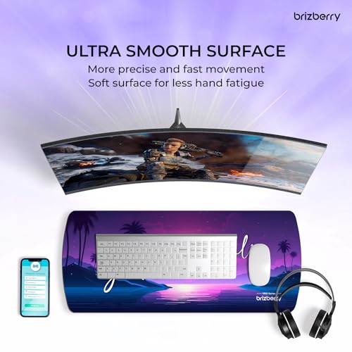 Image of Brizberry Extended Mouse Pad, Desk Mat, 740mm x 310mm x 3mm Large Printed Premium Anti Skid Rubber Base for Desktop Laptop Keyboard (DM Design 10)
