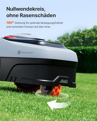 Segway Navimow i205 AWD Mähroboter ohne Begrenzungskabel mit Garage S, Empf. 500 m², Allradantrieb für Steigungen bis zu 45%, EFLS NRTK+Vision, Keine RTK-Antenne erforderlich