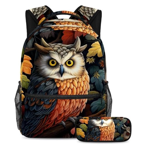 Sac à dos hibou artistique avec sa trousse le cadeau de rentrée