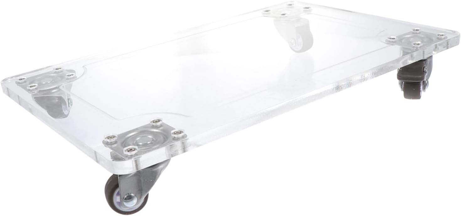 Movable Acrylic Flowerpot Base Tray with Wheels Transparent Plant Pot Support for Durable Plant Dolly for Indoor and Outdoor Use
