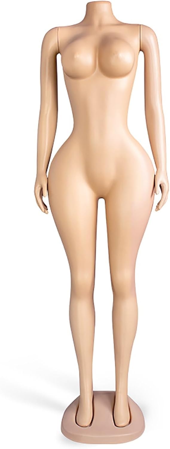 Large Female Mannequin Dress Form with Head & Hands, Full Body Torso Manikin Display Stand for Clothing, Dummy Model for Boutique & Retail Showcases