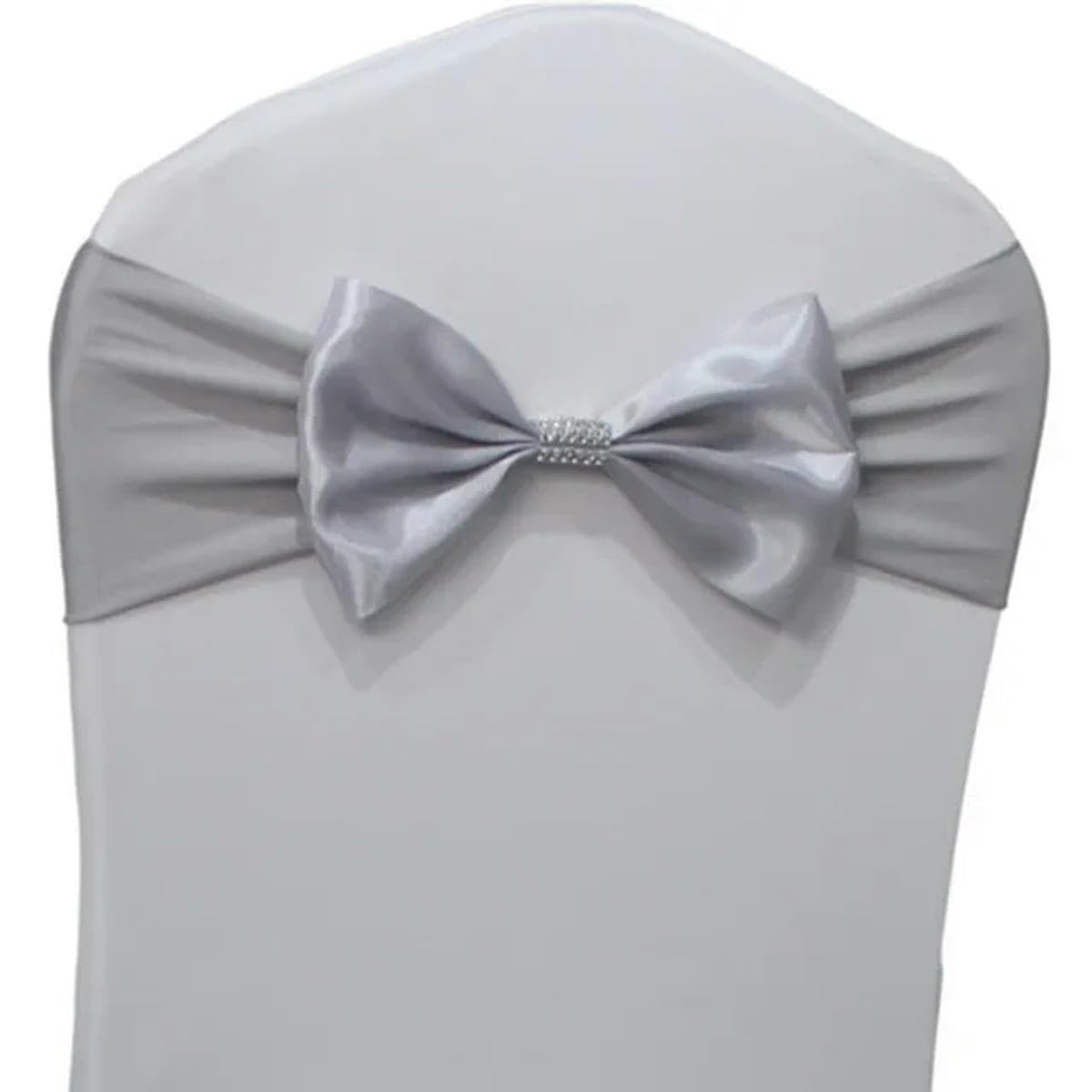 10 Stück/50 Stück Krawatte Hochzeit Satin Stuhlband elastische Stretch Spandex Stuhl Schärpe Schleife für Bankett Hotel Geburtstag Party Dekoration-Silbergrau-10 Stück