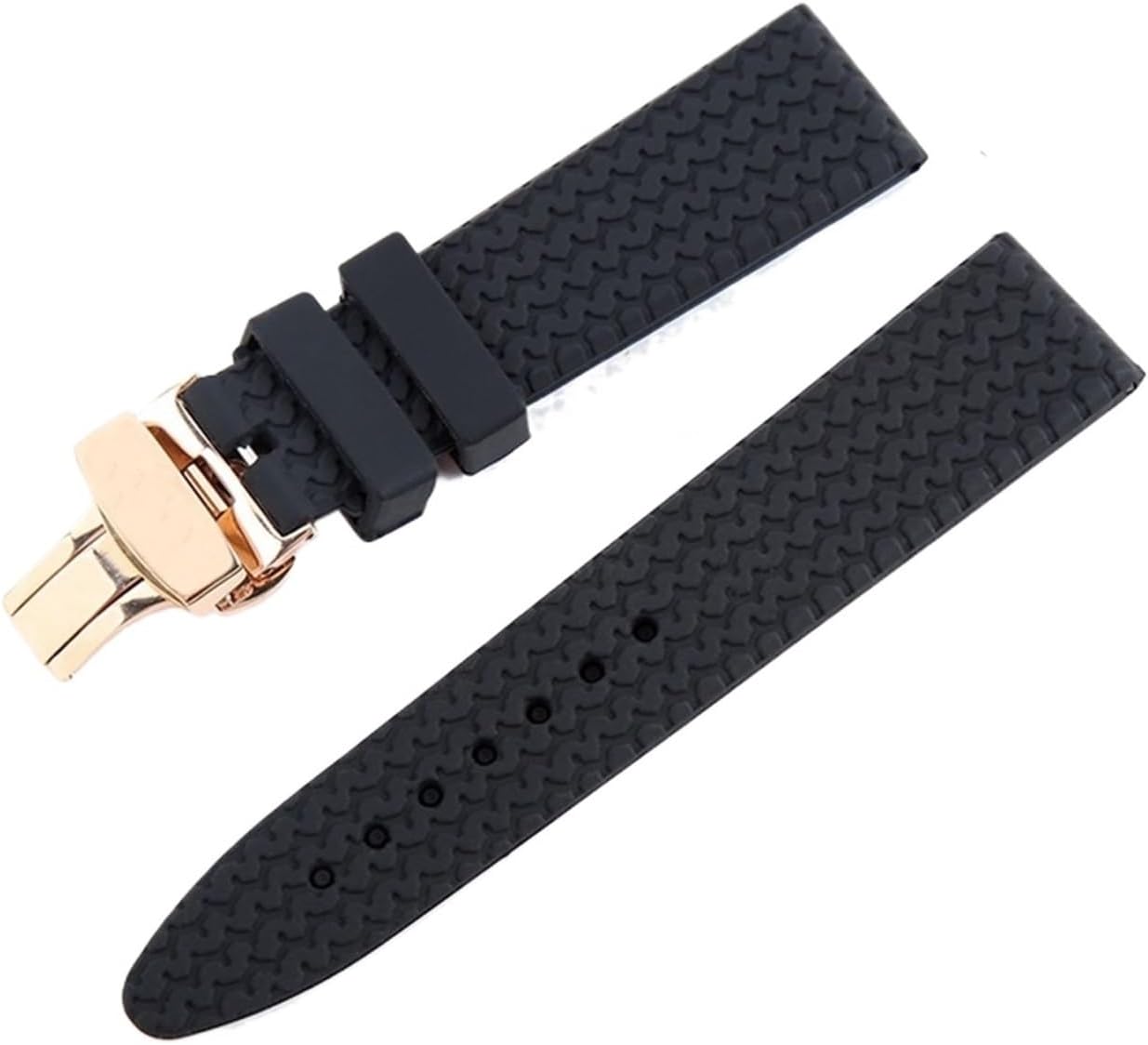 HFERHT Rubber Strap 21mm 23mm Black Diving Silicone Watchbands Compatible with Chopard