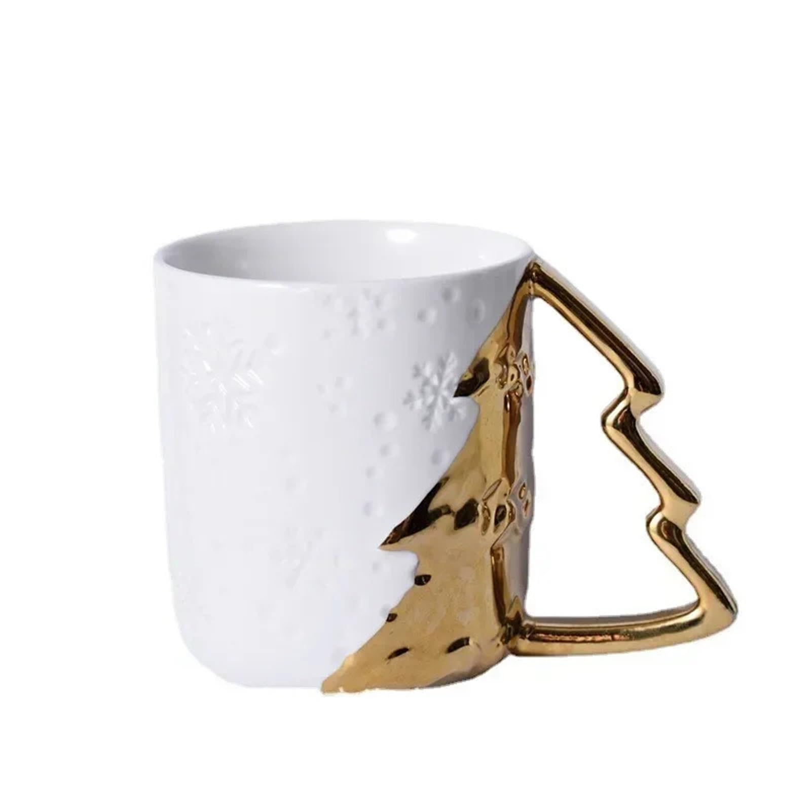 Paar Tassen 1/2 Stück Paare Weihnachtstasse geprägte Elch Keramiktasse Cartoon Paar Tassen(Pink)